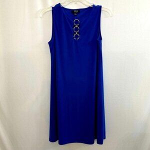 MSK petite bright blue sheath dress gold trim women’s size PS
